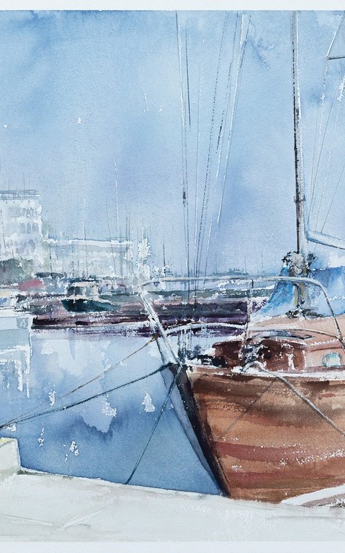 Yachts in Gdynia marina by Andrzej Rabiega