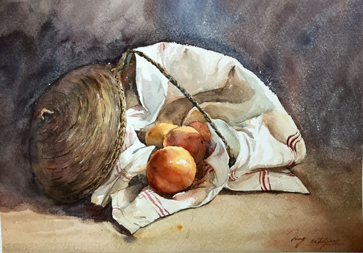 Basket and Oranges by Jing Chen