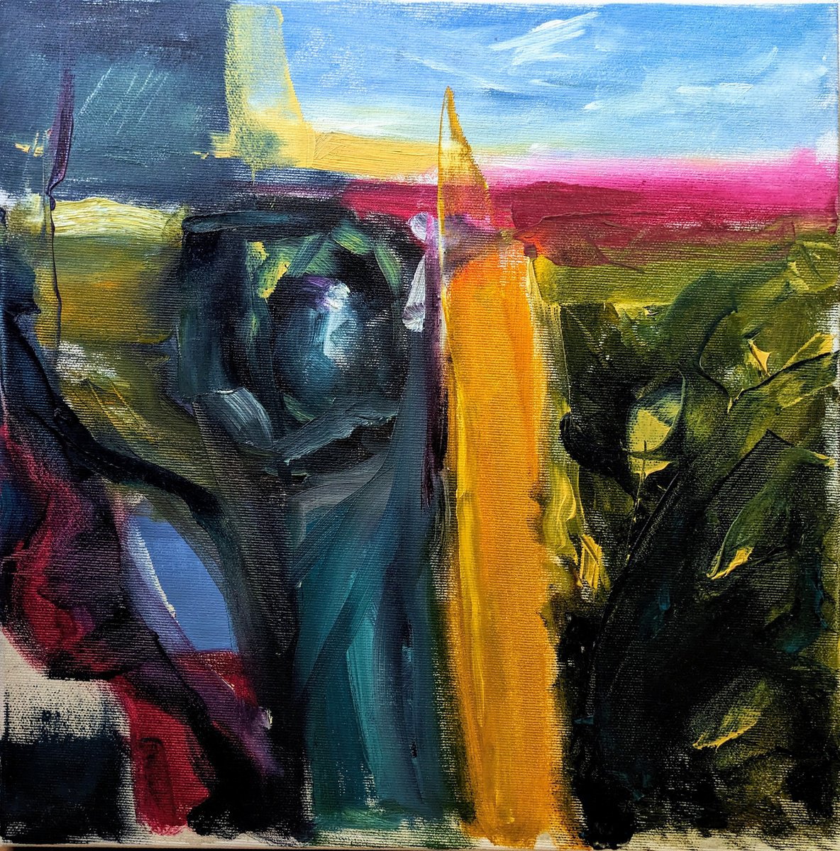 Organic Abstract Oil Painting By Anna Brazhnikova, 16 X 16, To Strive To Seek, Original Artwork