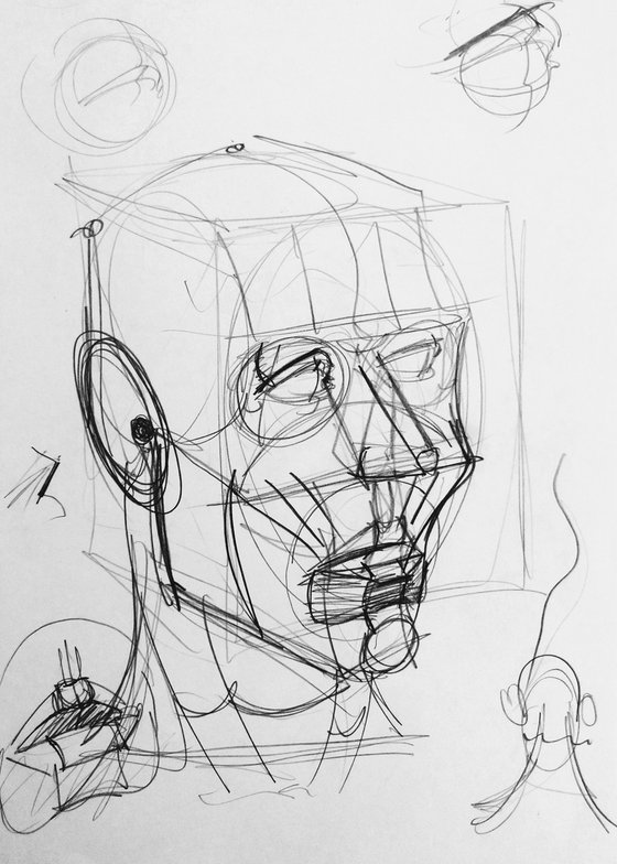 Abstract portrait 2020-2021. Original pencil drawing