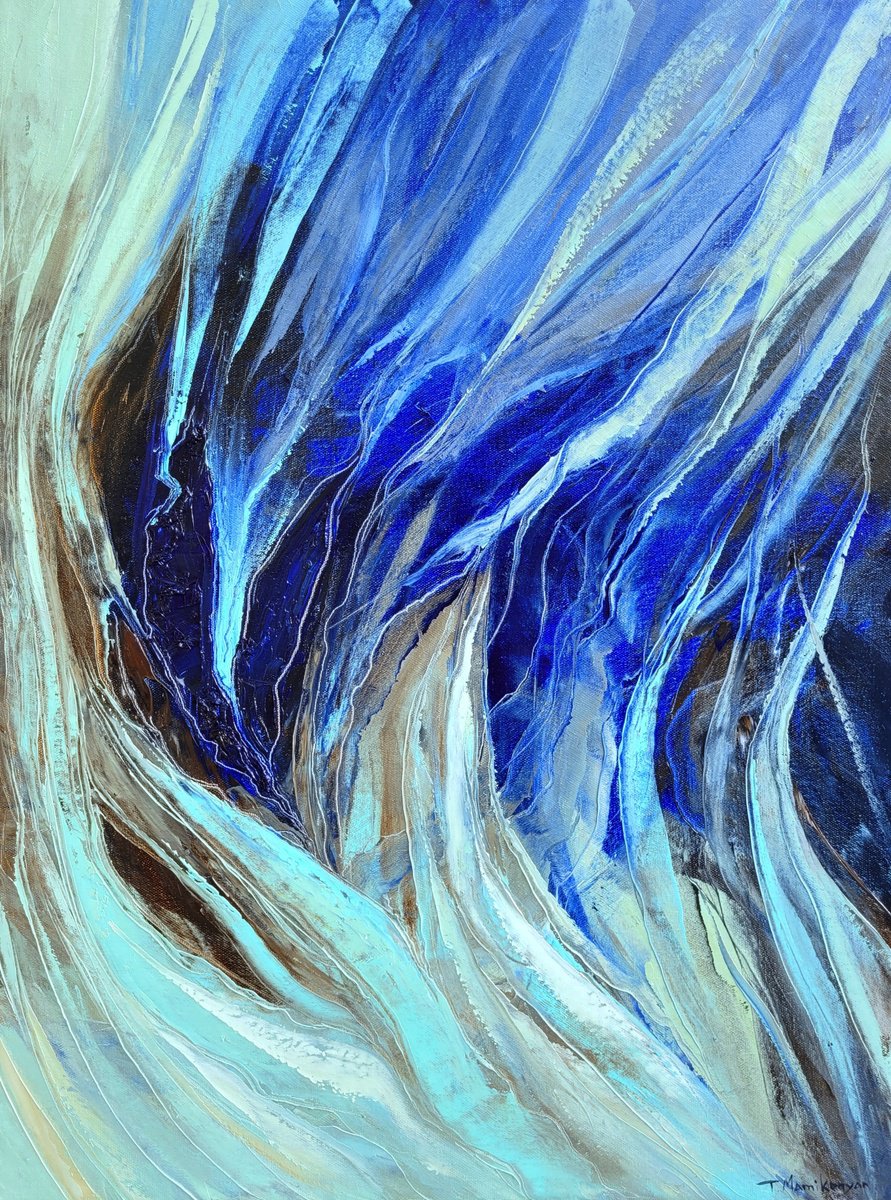 Organic Abstract Oil Painting By Tigran Mamikonyan, 24 X 31", Moonlight 60X80Cm, Original Artwork