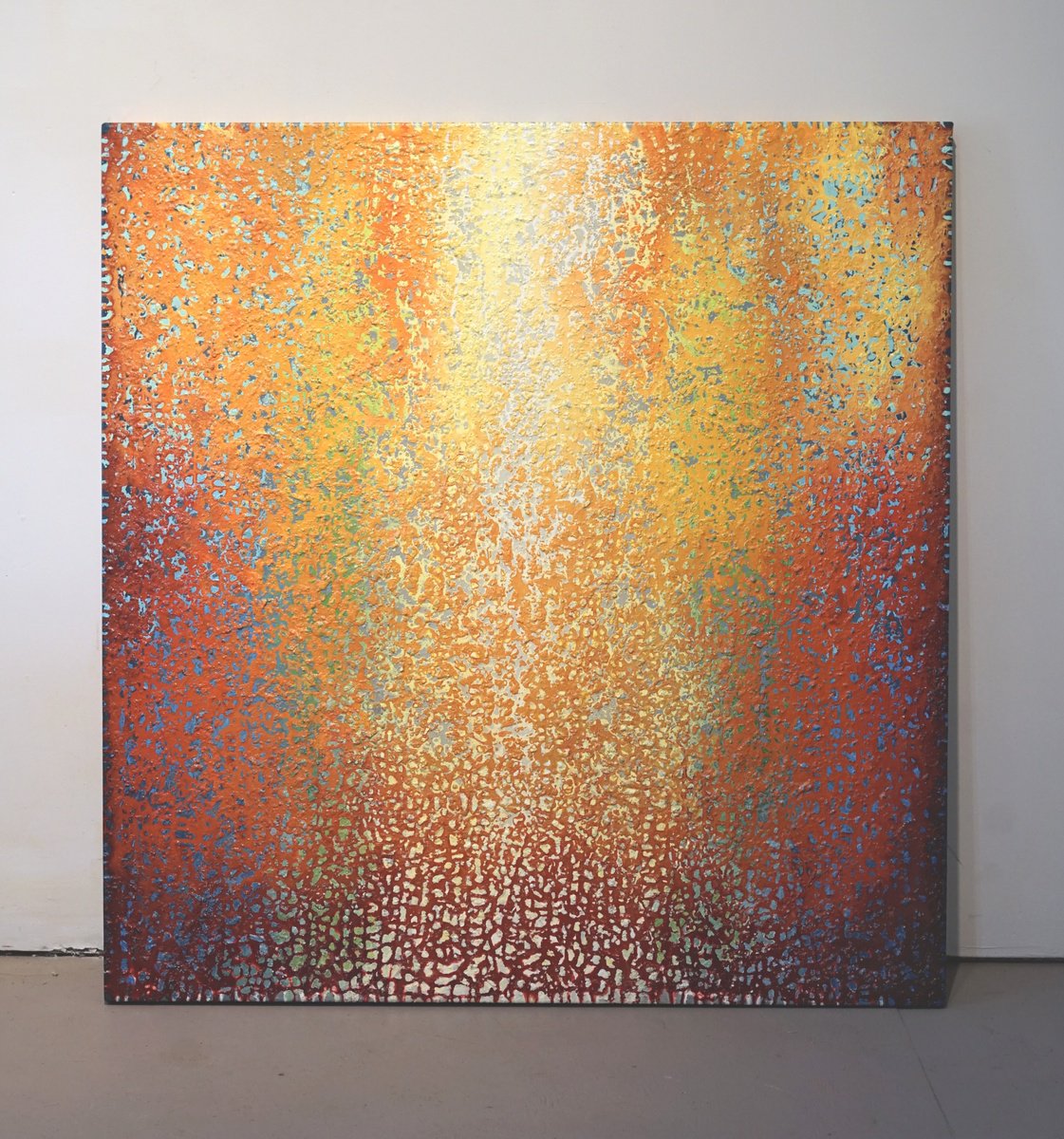 Organic Abstract Acrylic Painting By Heidi Thompson, 46 X 50, Sunset Radiance, Original Artwork