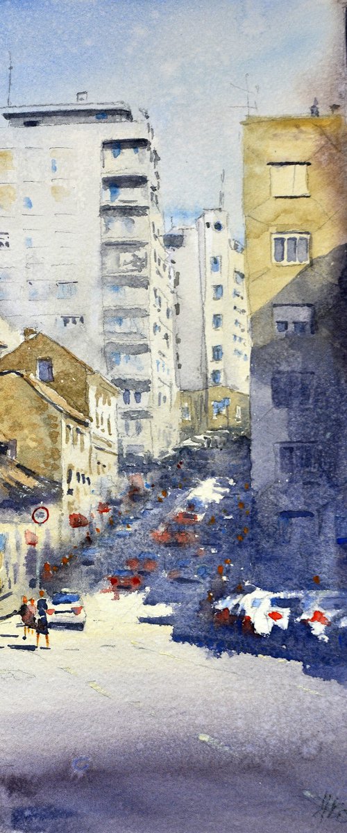 Over the Balkanska 25x36 2020 by Nenad Kojić watercolorist