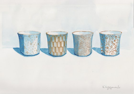 Golden sake cups
