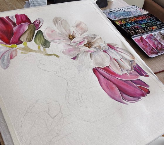 Manolias in the vase