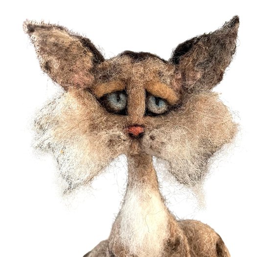 Cat NOUGATINE, felted wool