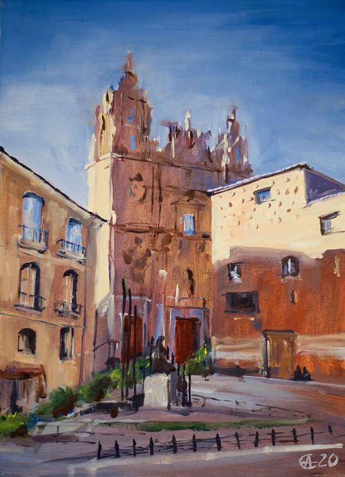 Salamanca. View from the Calle Mayor. Original oil. Medium FORMAT URBAN ARCHITECTURE spain castilla y leon heritage by Sasha Romm