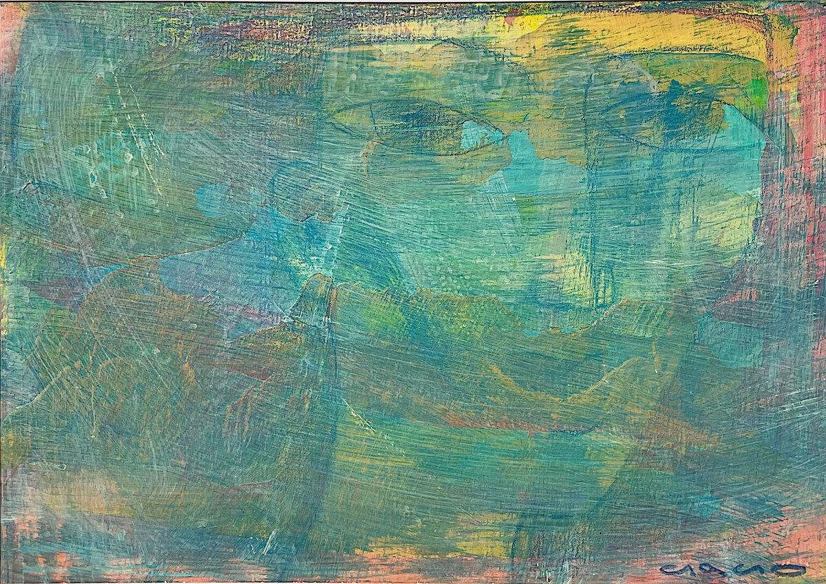 Naive Portrait Acrylic Painting By Gago Chtchyan, 12 X 8, Portrait Vi, Original Artwork