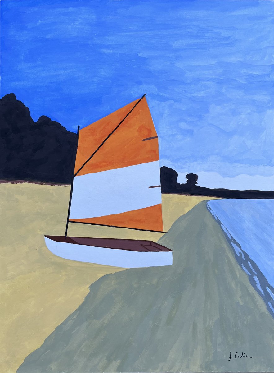 Landscape Painting By Cadiou Frederic, 13 X 17, The Optimist, Original Artwork