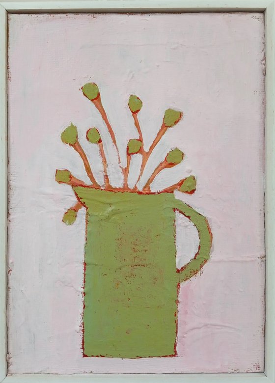 Green Jug and Flowers....