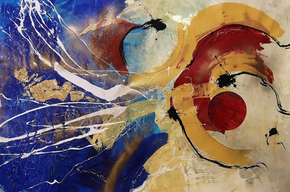 Abstract Painting By Ivana Urso, 56 X 37, The Profiles Of The Soul, Original Artwork