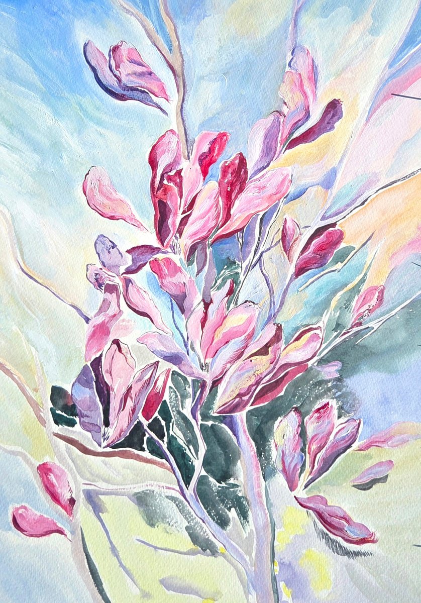 Impressionistic Watercolour , Magnolia By Daria Galinski, 12 X 16, Artwork For Sale On Artfinder