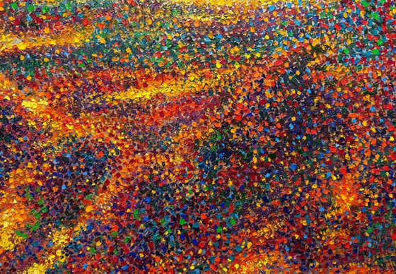 Path of light. pointillism landscape