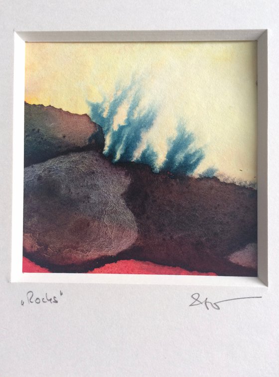 Rocks  I  Landscape Miniature Watercolor