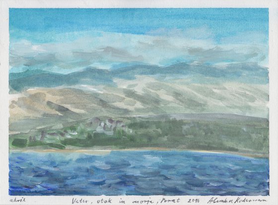 Wind, Island and Sea – Veter, otok in morje, 2016, acrylic on paper, 17,9 x 24 cm