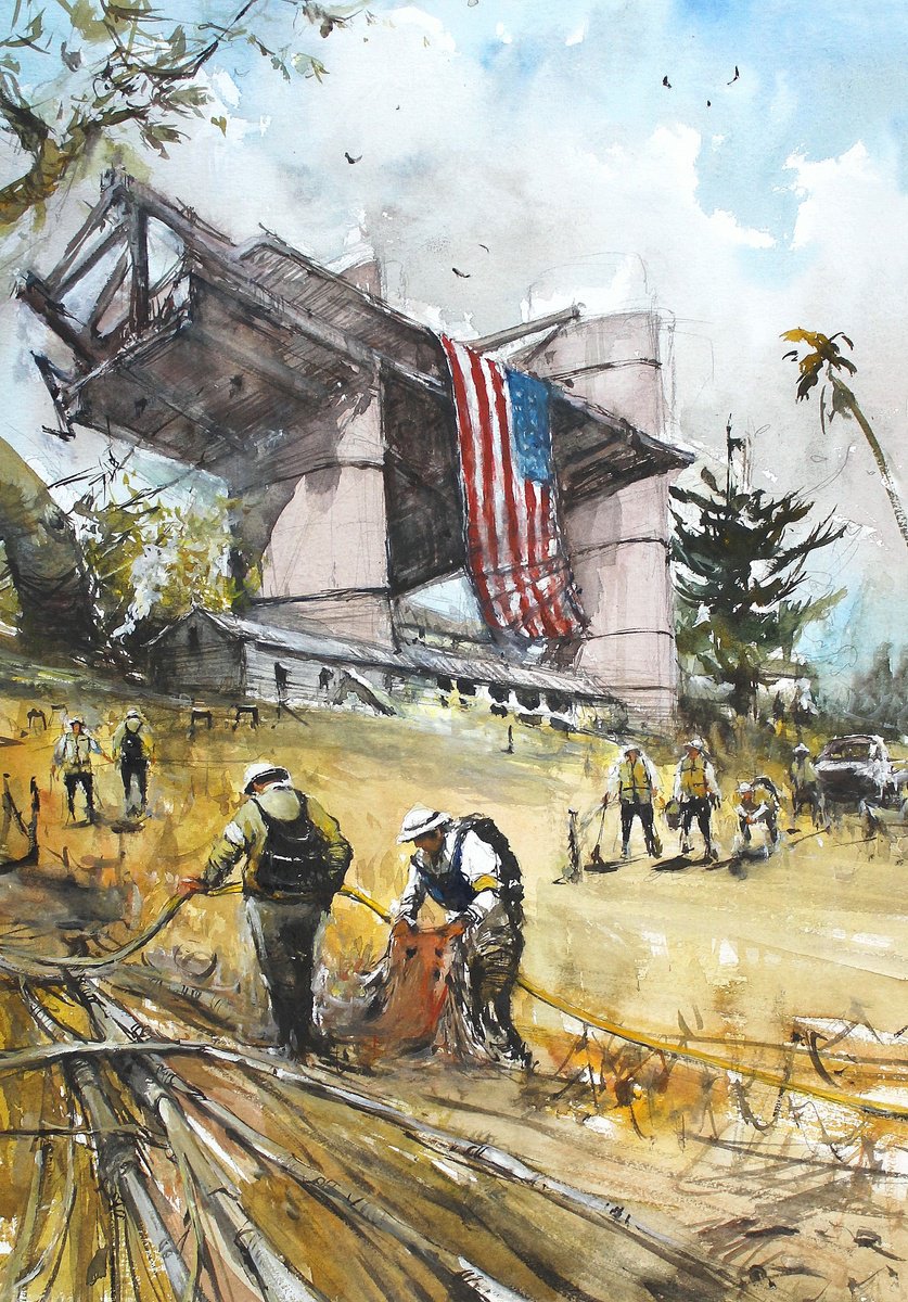 Impressionistic Cityscapes Watercolour By Maximo Damico, 12 X 18", Palisades Homes After Fires, Original Artwork