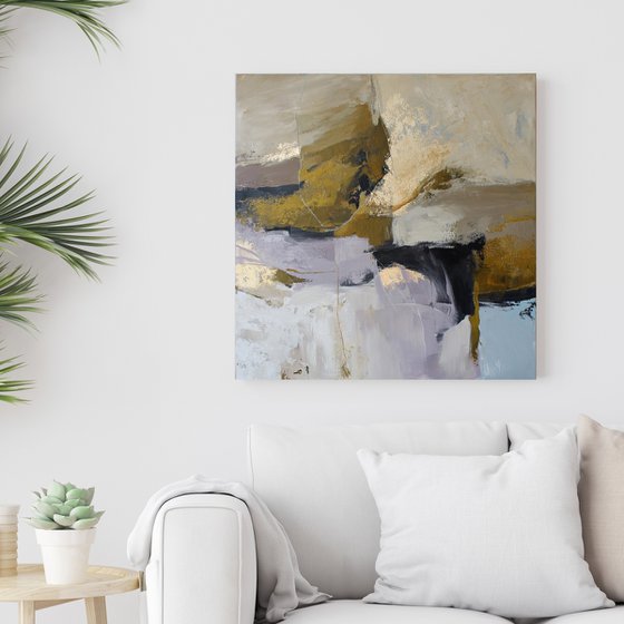 "Cape" Abstract licak beige brown art