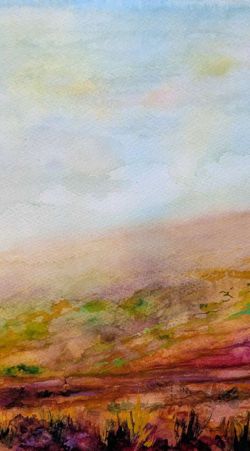 Scottish heather watercolour version by Richard Freer