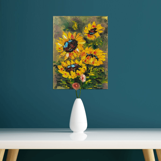 Texture Sunflower impasto art