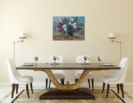 Lilacs(80x60cm, oil painting, palette knife)