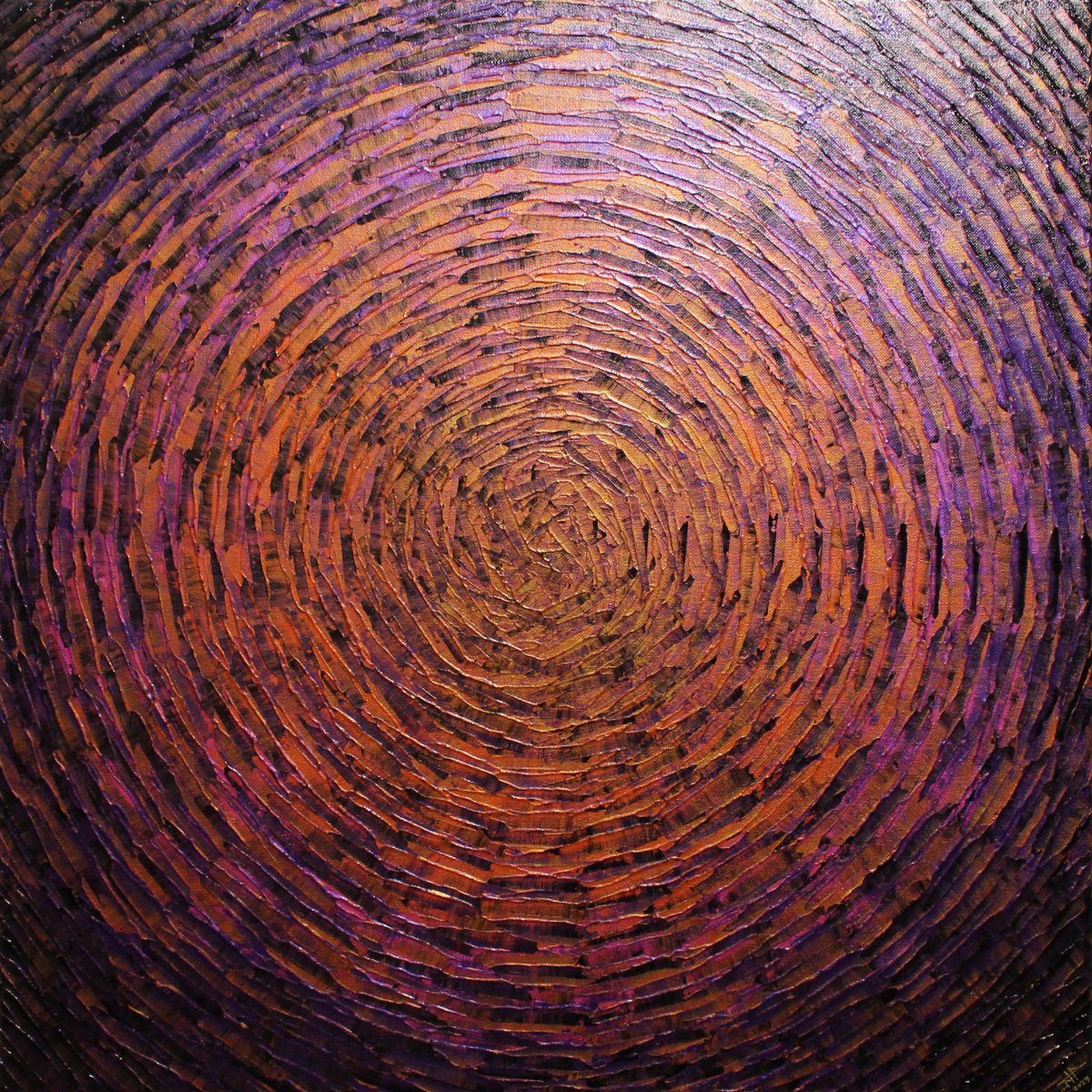 Abstract Acrylic Painting By Jonathan Pradillon, 24 X 24, Iri. Purple Pink Orange Shine, Original Artwork