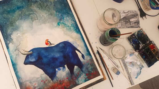 Blue Bull & Red Bird