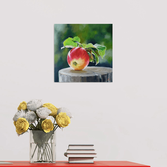 "An apple from grandmother's garden.  "  flower  liGHt original painting  GIFT (2021)