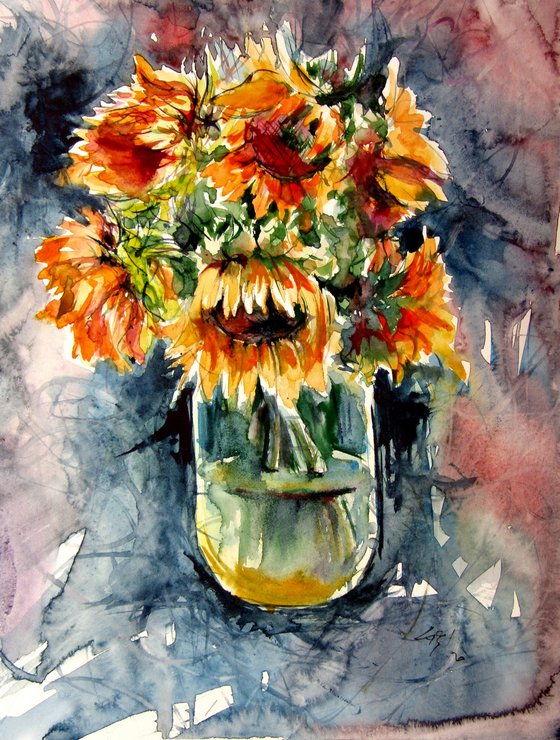 Still life with some sunflowers