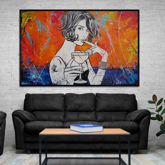 Sunset Cocktails 160cm x 100cm Textured Urban Pop Art