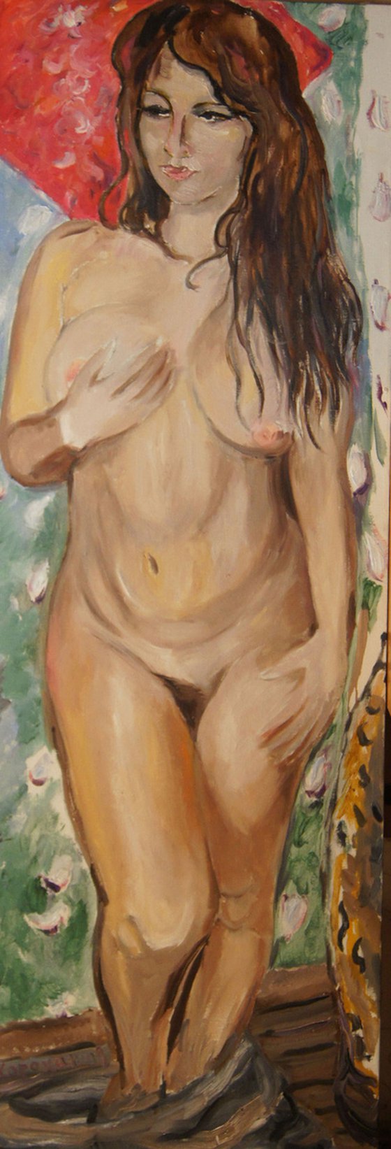 EVE - nude art, original painting, oil on canvas, large size 160x55