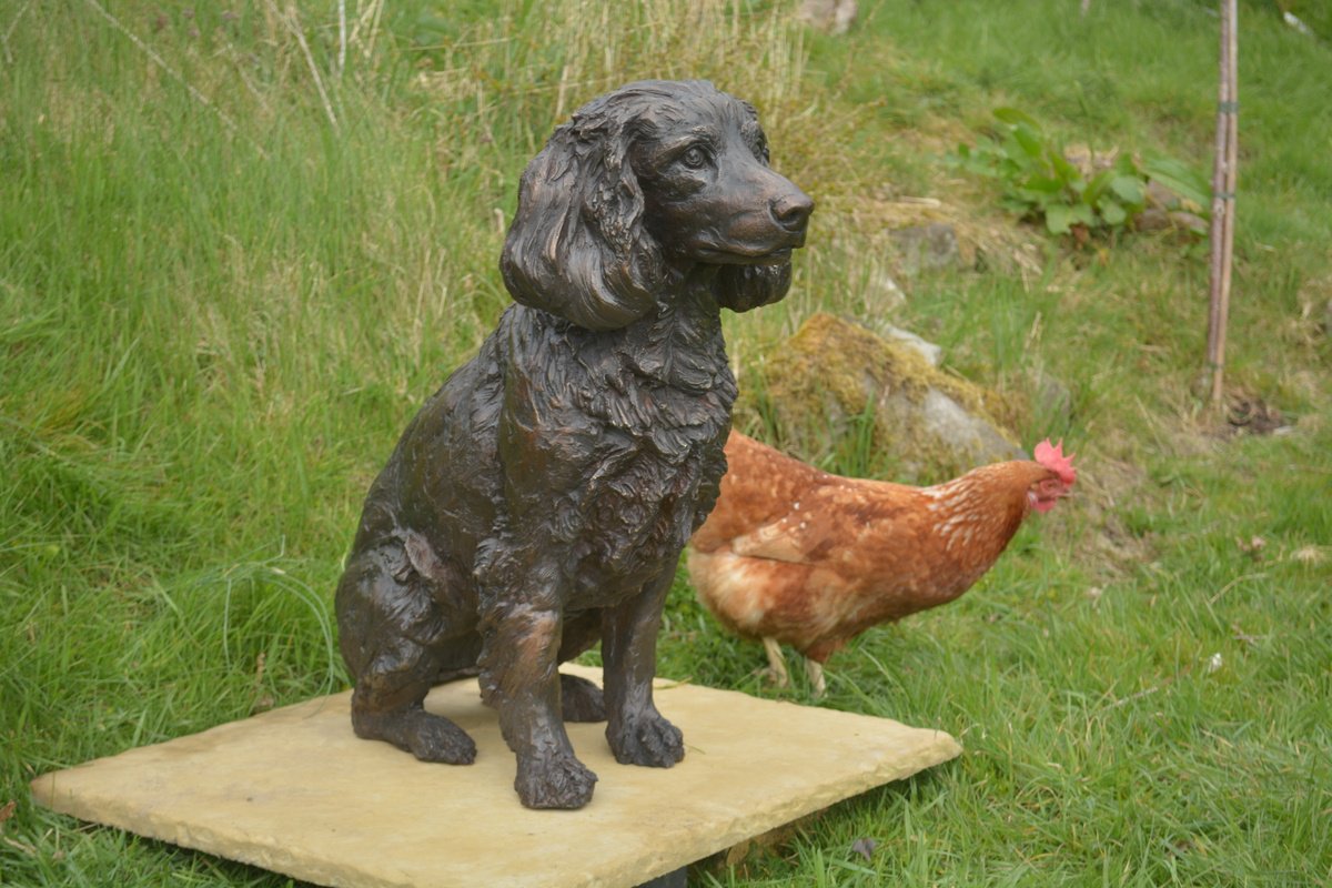 Animal Sculpture By Tanya Russell, 19 X 24", Working Spaniel Fb, Original Artwork