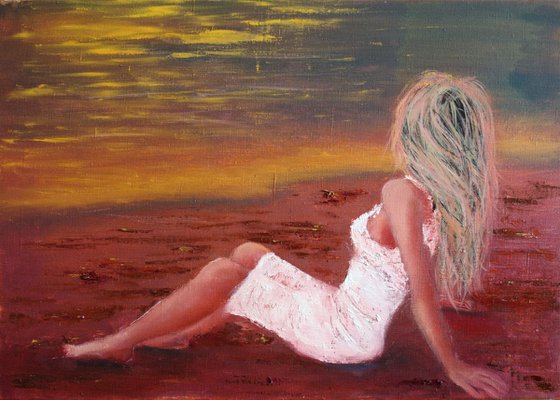 HOT Sunday... Beach... / ORIGINAL PAINTING