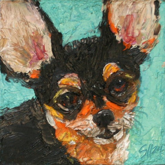 Dog 05.24 /4x4"  / FROM MY A SERIES OF MINI WORKS DOGS/ ORIGINAL PAINTING