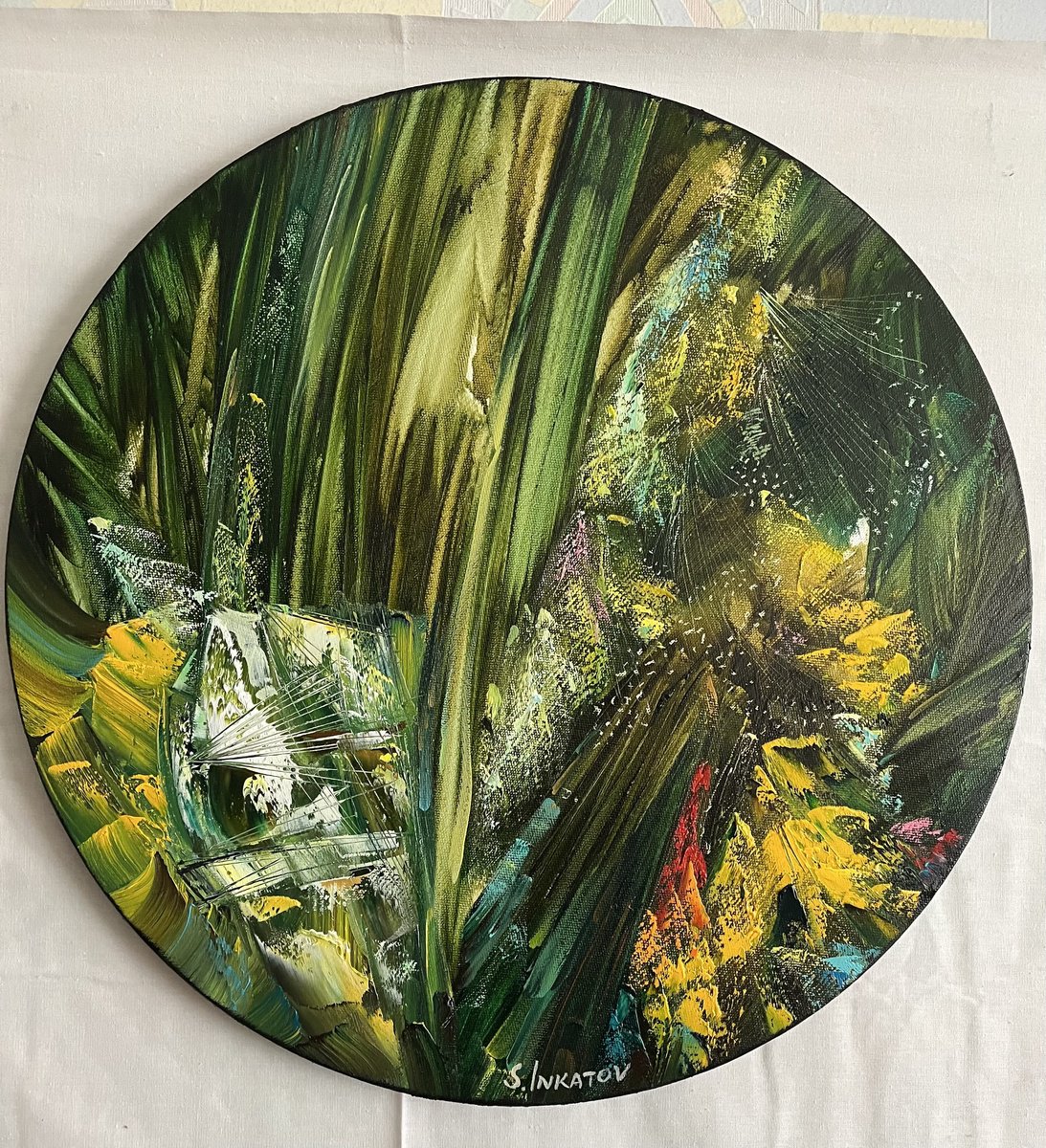 Abstract Oil Painting By Sergei Inkatov, 20 X 20", Life Philosophy, Original Artwork