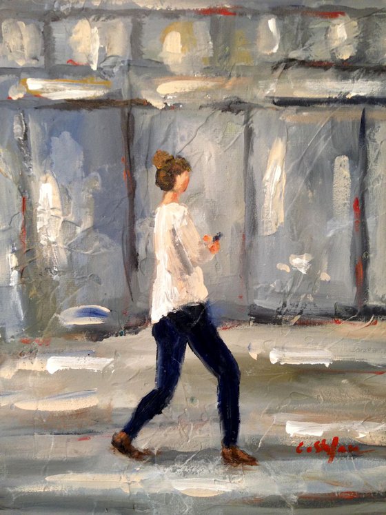 Woman texting while walking (Study)