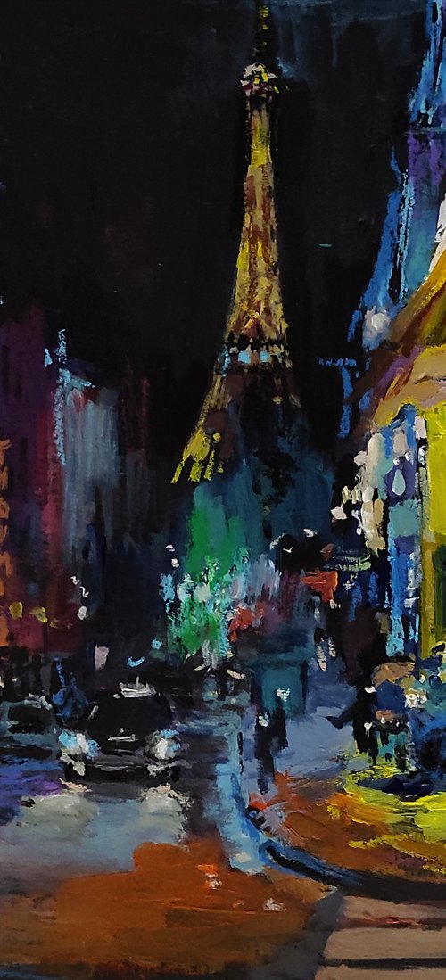 Night Paris in bright colors by Tetiana Borys