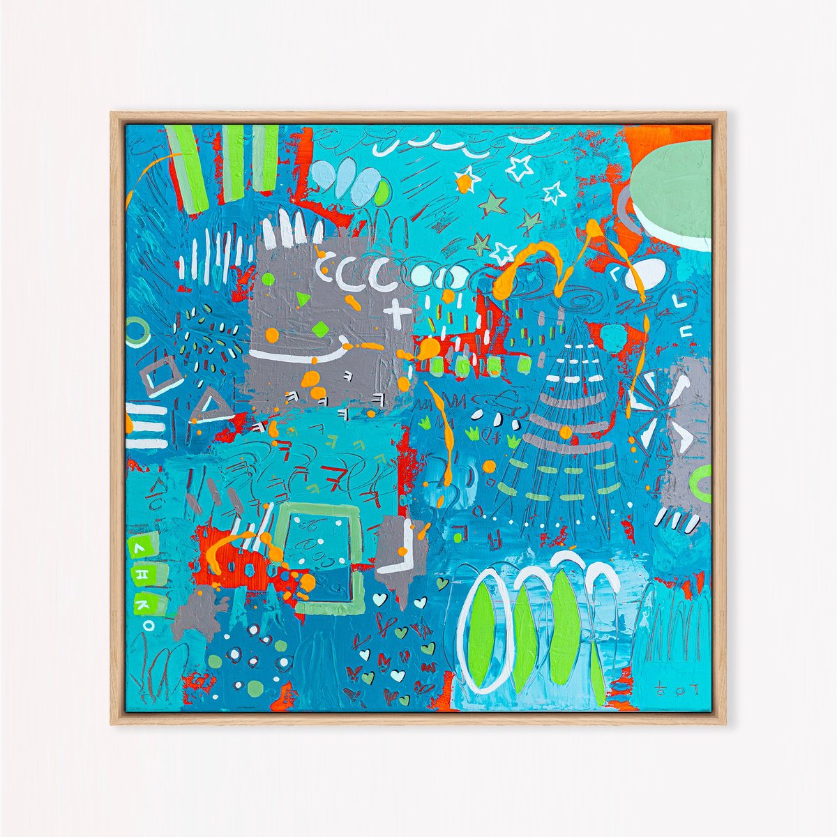 Abstract Acrylic Painting By Hyunah Kim, 21 X 21, Minus Ita I, Original Artwork