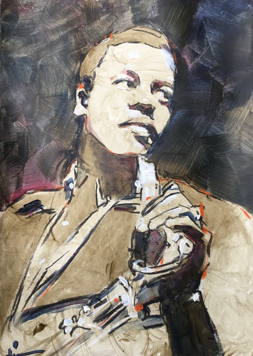 Expressive Portrait Acrylic Painting By Dominique Deve, 11 X 17, Tribute To Wayne Shorter, Original Artwork
