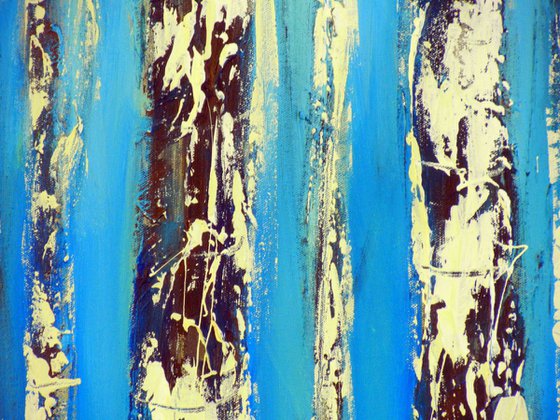 Birch Trees - Blue 48x24