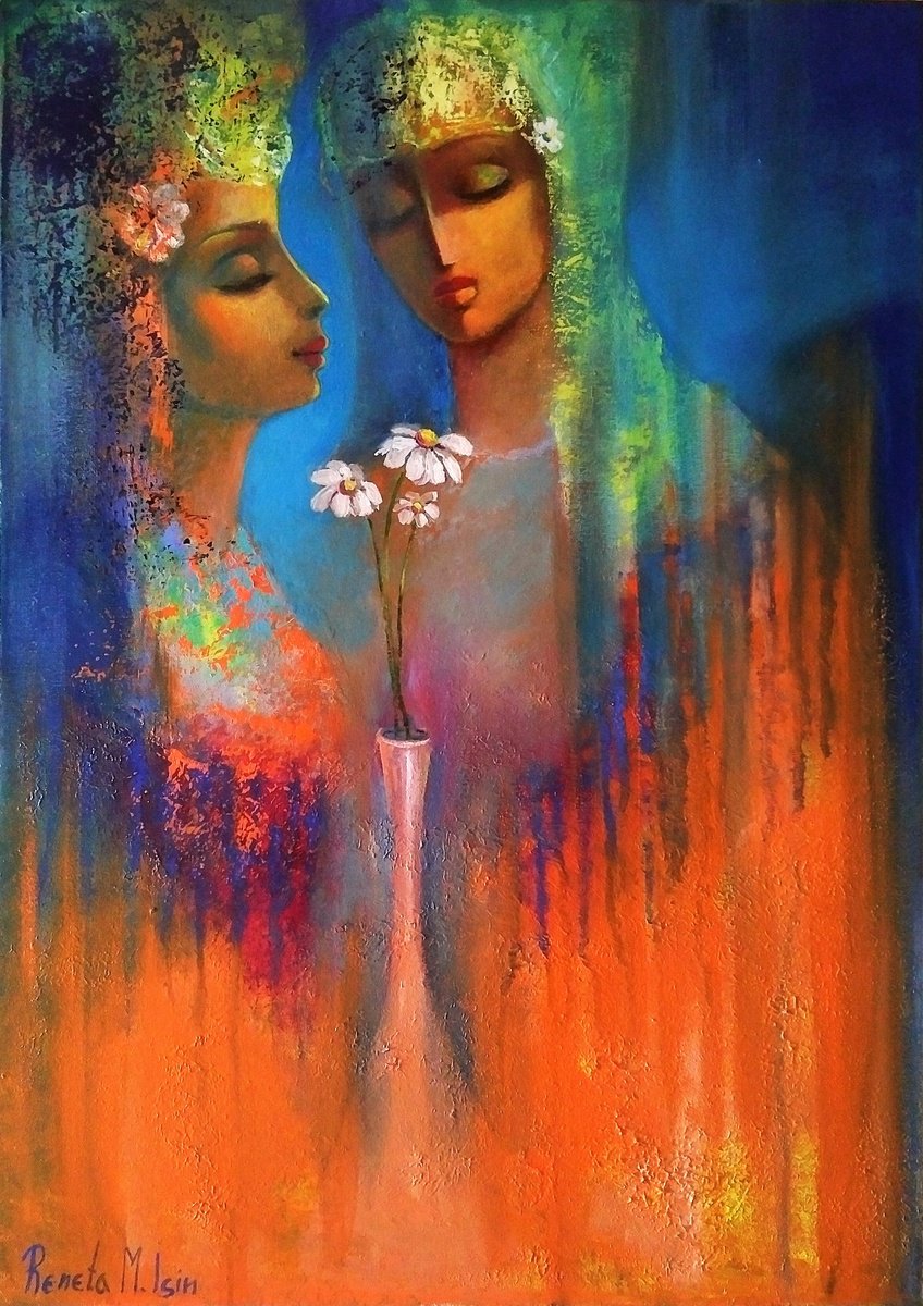 Expressive Portrait Oil Painting By Reneta Isin, 20 X 28", " Morning ", Original Artwork