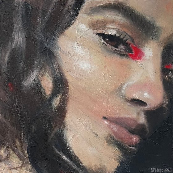 Emm Arruda | female contemporary portrait of model oil paint on canvas Painting by RKH
