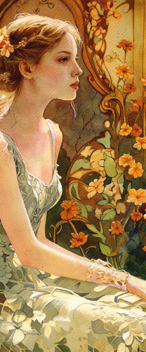 Beautiful Girl in Garden by REME Jr.