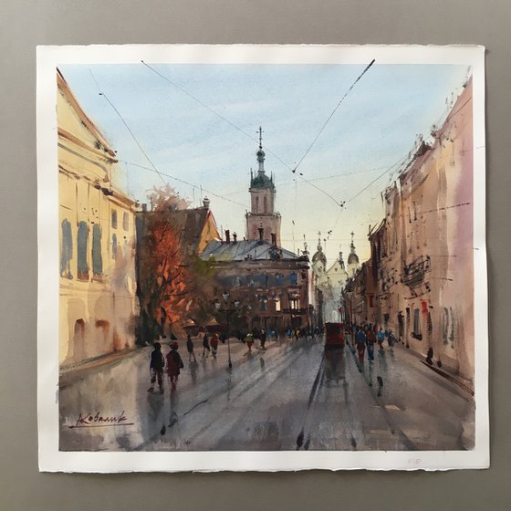 Romantic old city painting