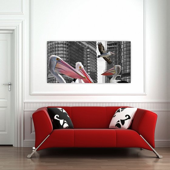 PELICANS IN THE CITY | DIGITAL PAINTING, EDITION OF 7 PIECES