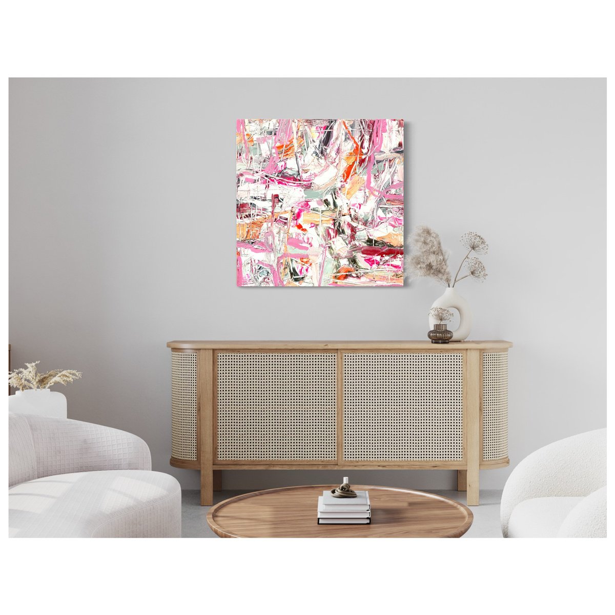 Expressive Abstract Oil Painting By Maria Esmar, 39 X 39", Colours Of You, Original Artwork