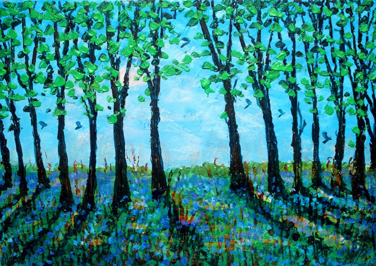 Impressionistic Landscape Acrylic Painting By Paul J Best, 17 X 12", Micheldever Morning Iv, Original Artwork