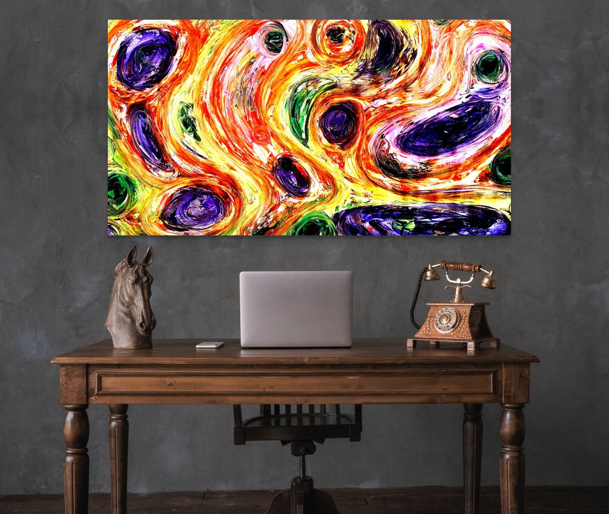 Organic Abstract Acrylic Painting By Estelle Asmodelle, 56 X 30, Cell Within Cells, Original Artwork