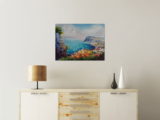 Blooming Сapri, Painting Italian landscape