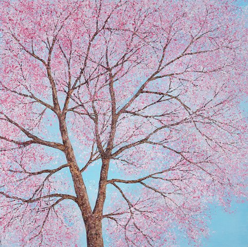 Below The Cherry Blossom Tree | 100cm x 100cm by Chris Bourne