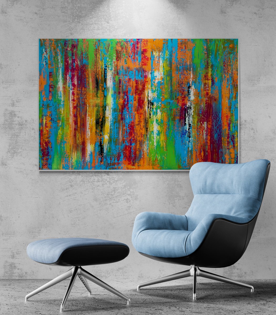 Abstract Acrylic Painting By Julijana Ravbar, 59 X 39", The Colors Of Music, Original Artwork